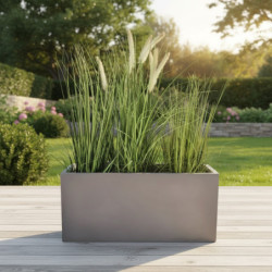 Bac à plantes rectangulaire en fibre de terre 100x45xH.45cm ciment - FiberPlants