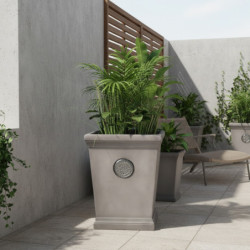 Bac à plantes carré haut en fibre de terre 47x47xH.59cm ciment - FiberPlants
