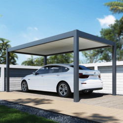Carport simple 15m² en aluminium anthracite et toit en acier - Ombrea	