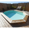 Piscine bois octogonale 335x485cm - liner gris - Caraïbes - UBBINK