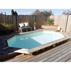 Piscine bois octogonale 400x670cm - liner beige - Caraïbes - UBBINK