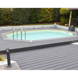 Piscine bois octogonale 470x820cm - liner bleu - Caraïbes - UBBINK