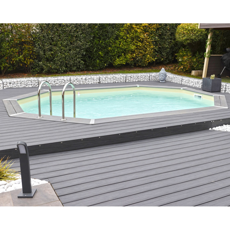 Piscine bois octogonale 470x820cm - liner beige - Caraïbes - UBBINK