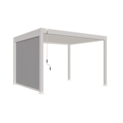 Store latéral motorisé 300cm - blanc - textilène gris pour pergola bioclimatique en alu Ombrea VS
