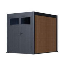 Abri de jardin 6m² en alu et bois composite pour pergola bioclimatique autoportée - Ombrea