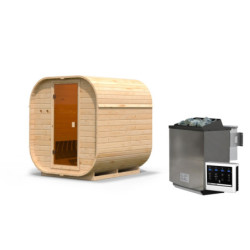 Sauna d'extérieur 2 à 4 places - parois 38mm - porte en verre - poêle Easy Bio ctrl externe - Quadro 1 - KARIBU