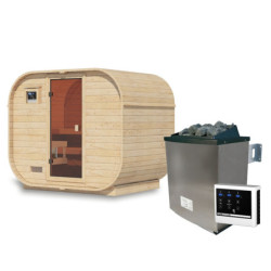 Sauna d'extérieur 4 à 6 places - parois 38mm - porte en verre - poêle ctrl externe - Quadro 1 Plus - KARIBU