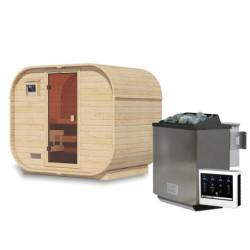 Sauna d'extérieur 4 à 6 places - parois 38mm - porte en verre - poêle Easy Bio ctrl externe - Quadro 1 Plus - KARIBU