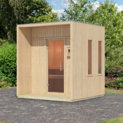 Sauna d'extérieur 2 à 4 places - parois 73mm - bois brut - sans poêle - Arcadia - KARIBU