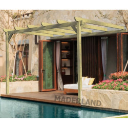 Pergola adossée en bois massif traité autoclave 600x300cm NARBONNE – Maderland