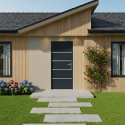 Porte d'entrée Lisandre en aluminium 96x218cm - gris anthracite - poussant gauche - X-METAL