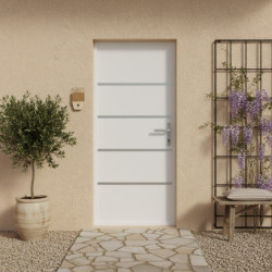 Porte d'entrée Lisandre en aluminium 96x218cm - blanc - poussant gauche - X-METAL