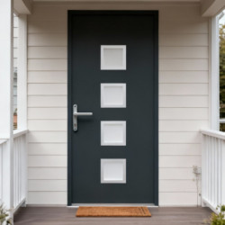 Porte d'entrée Nova en aluminium 96x218cm - gris anthracite - poussant droit - X-METAL