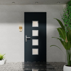 Porte d'entrée Nova en aluminium 96x218cm - gris anthracite - poussant droit - X-METAL
