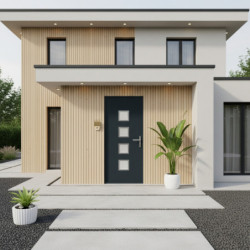 Porte d'entrée Nova en aluminium 96x218cm - gris anthracite - poussant gauche - X-METAL