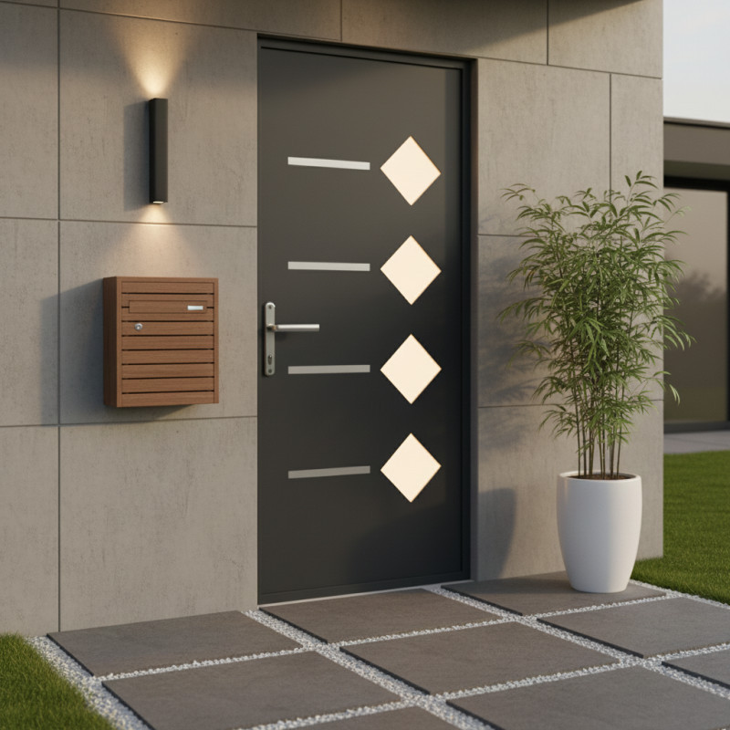 Porte d'entrée Axium en aluminium 96x218cm - gris anthracite - poussant droit - X-METAL