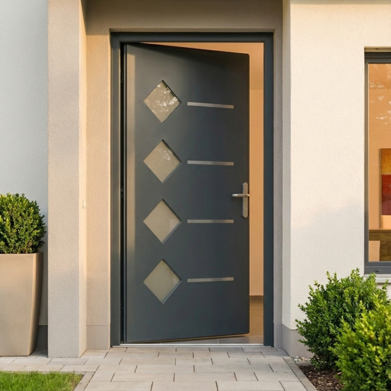 Porte d'entrée Axium en aluminium 96x218cm - gris anthracite - poussant gauche - X-METAL