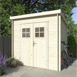 Abri de jardin en bois brut 4,66m² Zoé 2 - madriers 19mm - WhiteWood