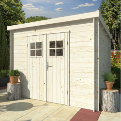 Abri de jardin en bois brut 6,76m² Zoé 3 - madriers 19mm - WhiteWood