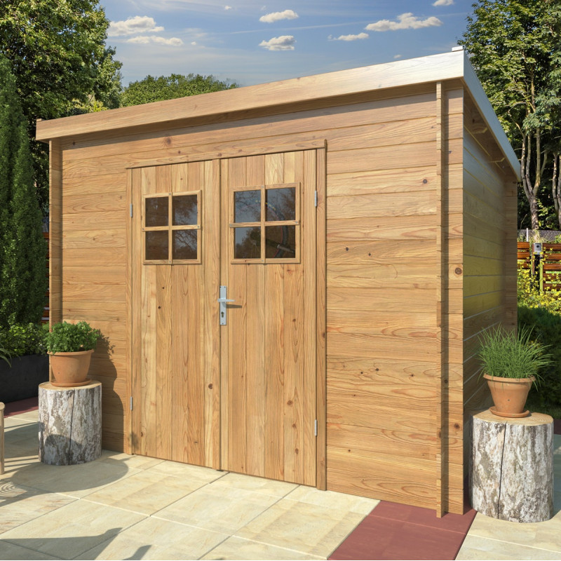 Abri de jardin en bois traité 6,76m² Zoé 3 - madriers 19mm - WhiteWood