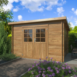 Abri de jardin en bois traité 8,8m² Lola 1 - madriers 28mm - WhiteWood