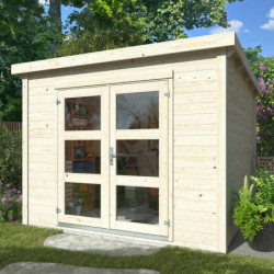 Abri de jardin en bois brut 7,62m² Lya 1 - madriers 28mm - WhiteWood