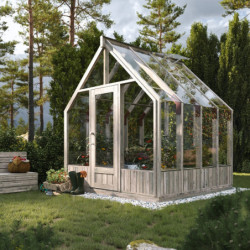 Serre de jardin 5,8m² Emilia en bois traité et verre trempé - Palmako