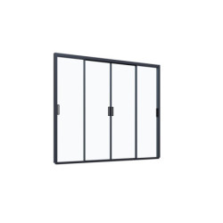 Kit panneaux coulissants L3m en aluminium anthracite et verre trempé - OMBREA