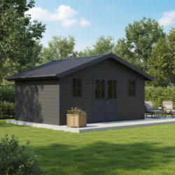 Abri de jardin en bois composite 28mm gris foncé et anthracite 19,22m² PREMIUM - Woodlife Garden