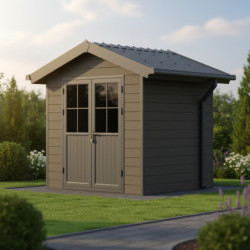 Abri de jardin en bois composite 28mm gris foncé et armature anthracite 4,77m² PREMIUM - Woodlife Garden