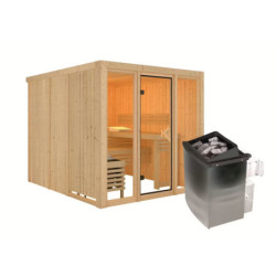 Sauna traditionnel 4 à 6 places - sans couronne - porte classique - poêle avec ctrl intégré - Askja - KARIBU