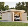 Garage en bois brut 19,8m² Rasmus - madriers 44mm - porte en bois - Palmako