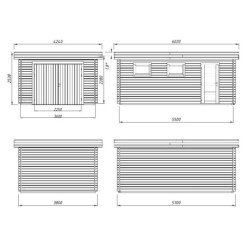 Garage en bois brut 19,8m² Rasmus - madriers 44mm - porte en bois - Palmako