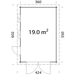 Garage en bois brut 19,8m² Rasmus - madriers 44mm - porte en bois - Palmako