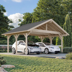 Carport en bois brut 20,6m² Robert - 2 voitures - Palmako