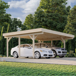 Carport en bois brut 20,6m² Karl - 2 voitures - Palmako