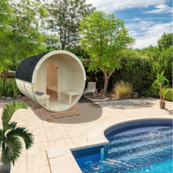 Sauna tonneau Anita - 2 à 4 places - bois massif 42mm - poêle inclus - Palmako
