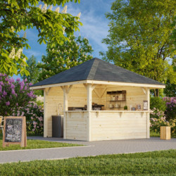 Pavillon de jardin en bois brut 9m² Bianca - madriers 28mm - Palmako