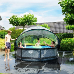 Piscine hors sol ronde Stone ø300x76cm avec pompe filtrante et dôme – Exit Toys