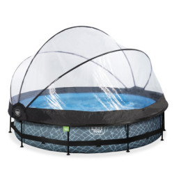 Piscine hors sol ronde Stone ø360x76cm avec pompe filtrante et dôme – Exit Toys
