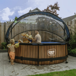 Piscine hors sol ronde Wood ø300x76cm avec pompe filtrante et dôme – Exit Toys