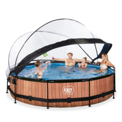 Piscine hors sol ronde Wood ø360x76cm avec pompe filtrante et dôme – Exit Toys