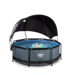 Piscine hors sol ronde Stone ø244x76cm avec pompe filtrante et voile d'ombrage – Exit Toys