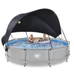 Piscine hors sol ronde Soft Grey ø360x76cm avec pompe filtrante et voile d'ombrage – Exit Toys