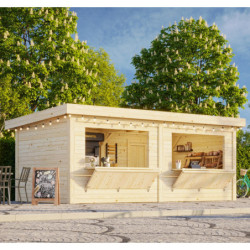 Stand de vente en bois brut 17,64m² Lenna - madriers 28mm - Palmako