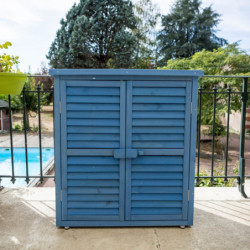 Armoire de jardin 0,35m² en bois lasuré - étagères - porte persienne - Habrita