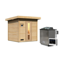 Sauna d’extérieur en bois brut Hytti 2 - 4 places 38mm - poêle Easy Bio 9000W - KARIBU