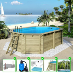 Piscine en bois Nemo 579x349cm - H.145cm - fixations à sceller - Altanka