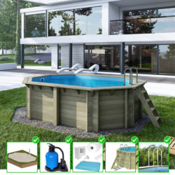 Piscine en bois Nemo 430x300cm - H.118cm - cadre en métal - Altanka