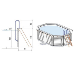 Piscine en bois Nemo 430x300cm - H.118cm - coffre de filtration - cadre en métal - Altanka